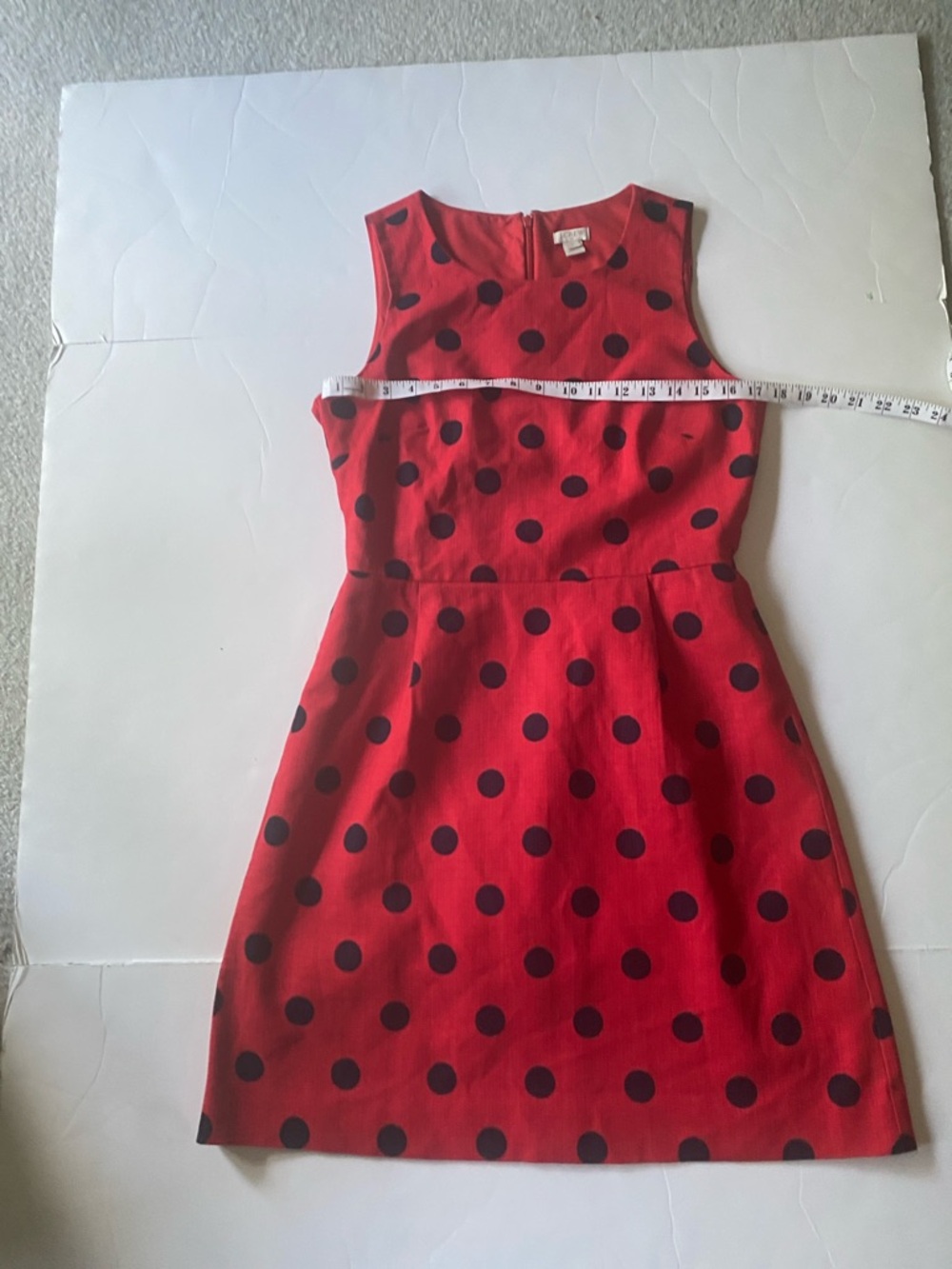 J. Crew Red Dress with Navy Blue Polka Dots